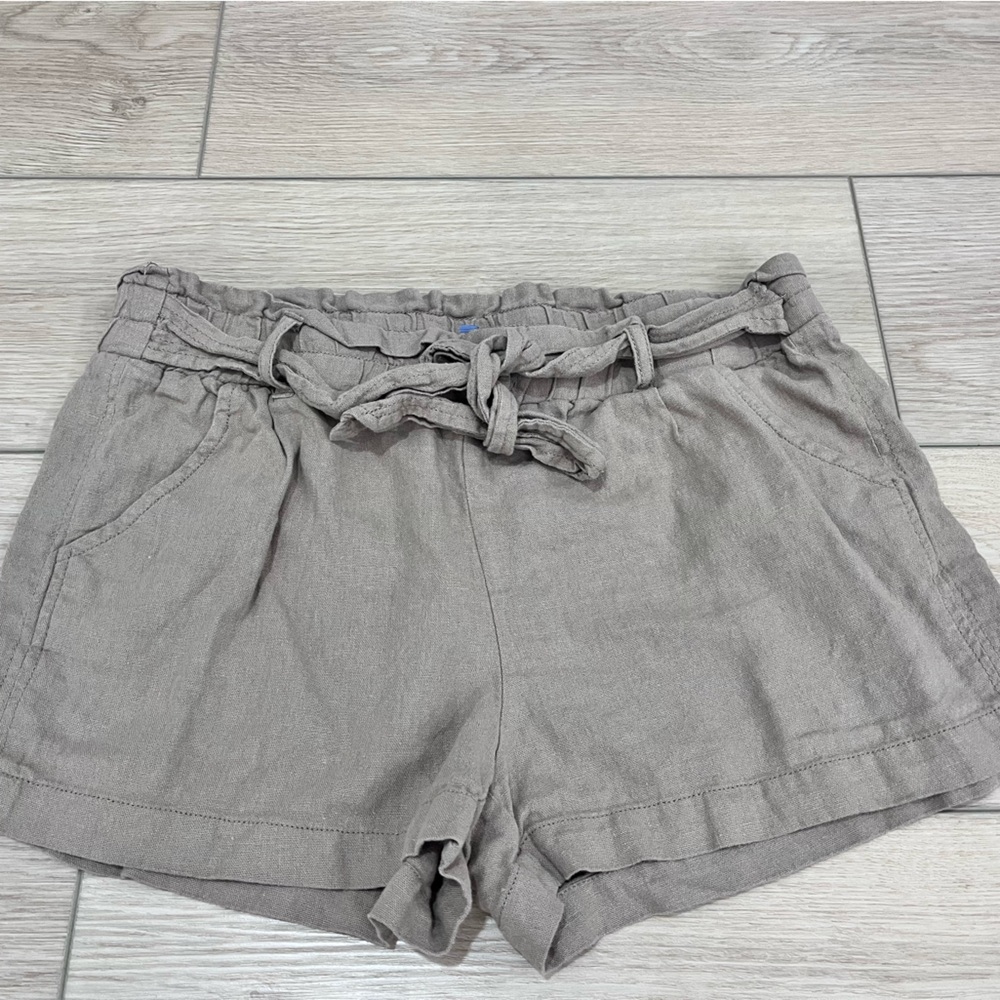 Jolt Beige Beach Coastal Cottage Breathable Linen Drawstring Lightweight Shorts